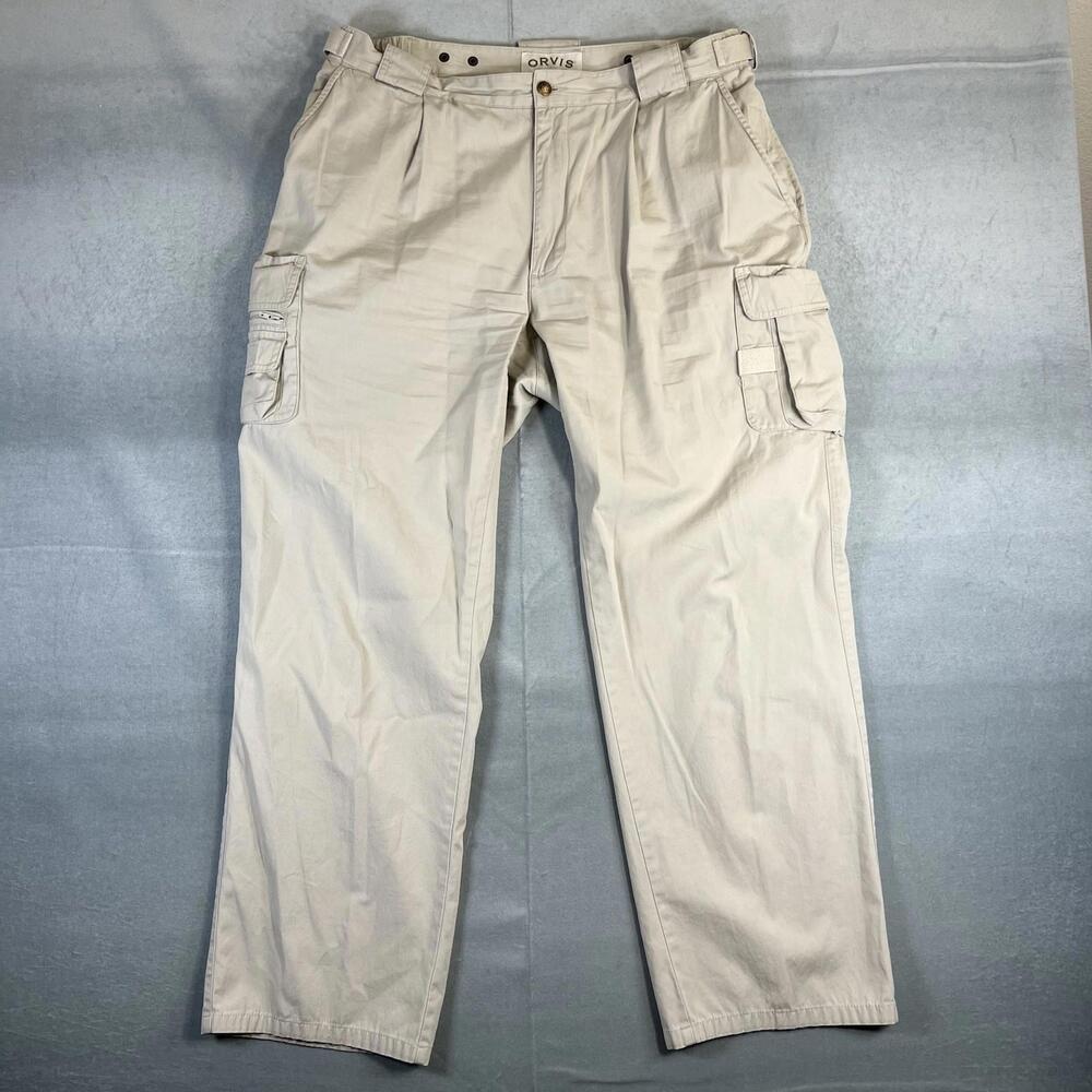 Vintage Orvis Cargo Pants Men's 36x30 Beige Utility Outdoors Fishing Relaxed 90s